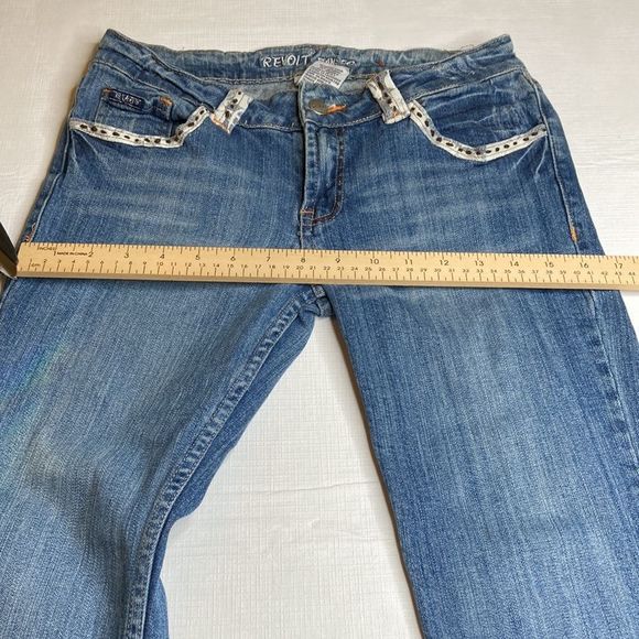 Revolt Jeans Blue Washed Denim Embellished Pockets and Trim Jeans - Picture 12 of 13